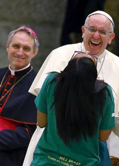 Pope Francis laughing